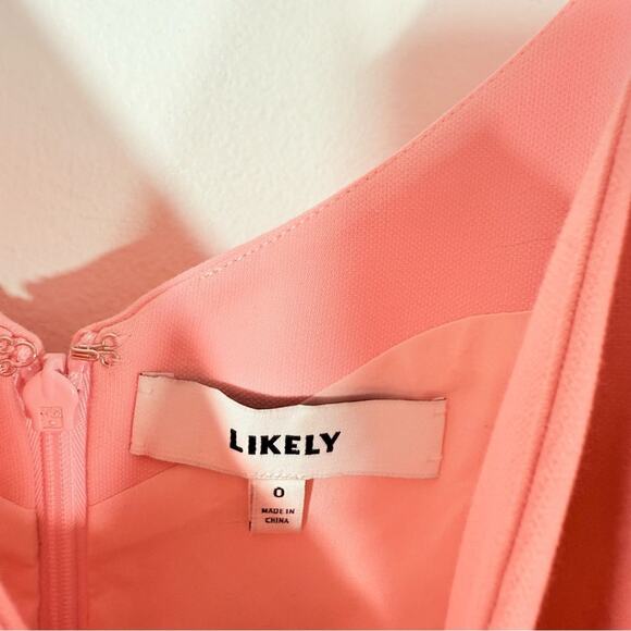 Likely Bubblegum Pink Pleated Front V Neck Circle Skater Mini Dress Size 0 - Picture 5 of 8